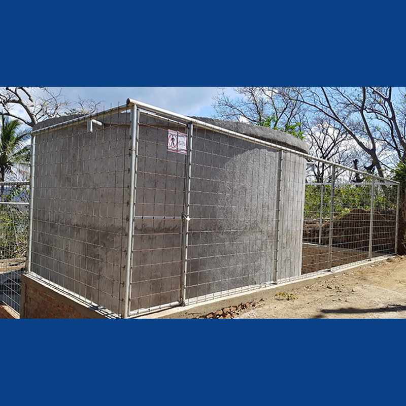 Water Holding Tank with Protective Fencing
